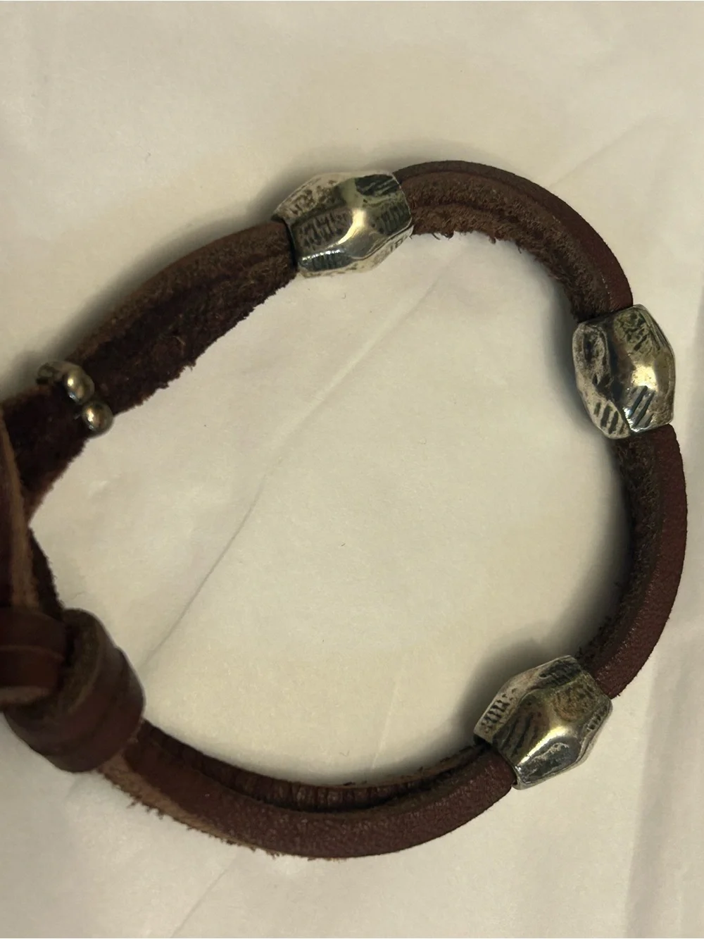 James Avery Brown Leather Wrap Bracelet with Sterling Silver Accents